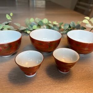 Set of beautiful vintage Japanese tea cups and sake cups.